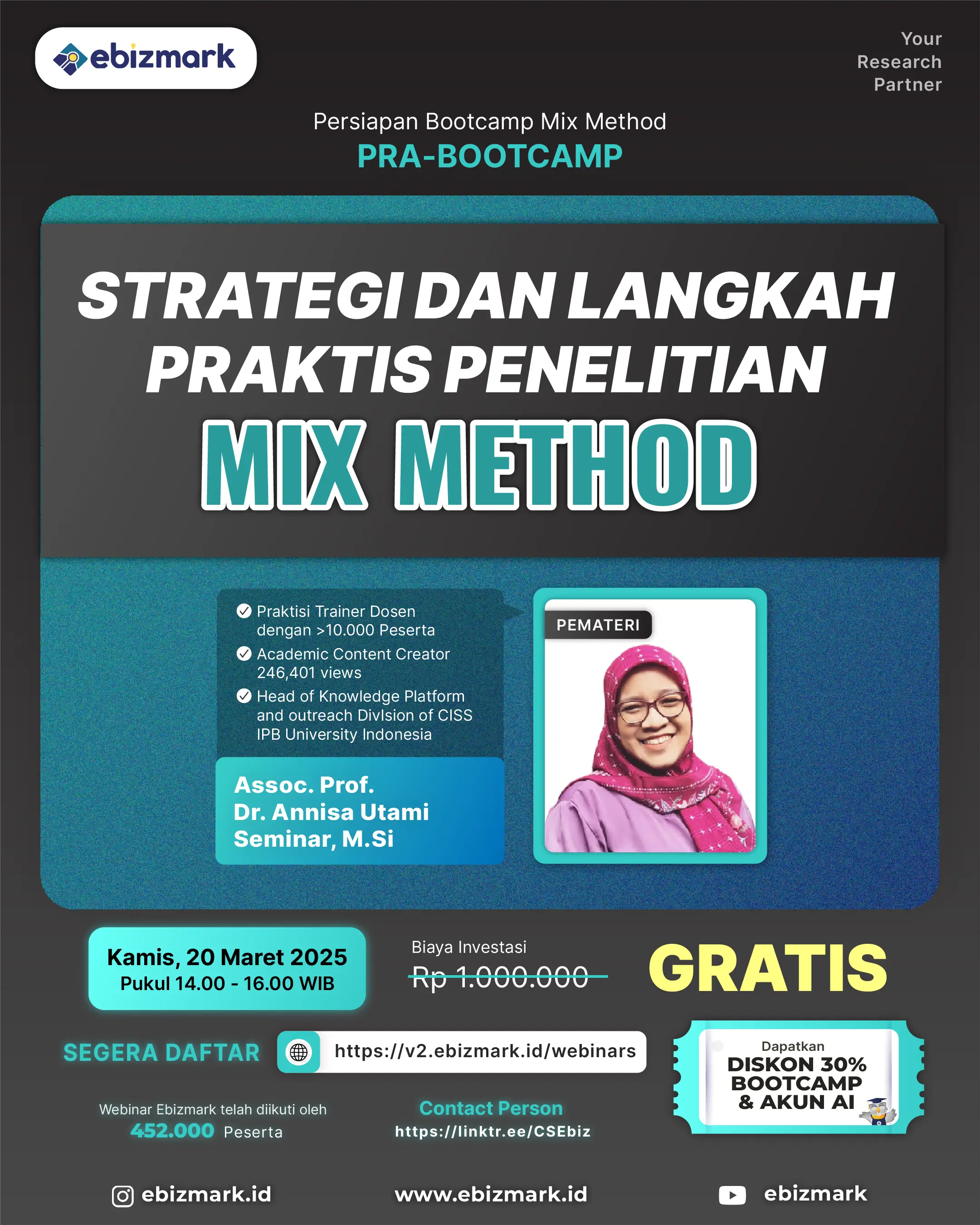 Webinar Persiapan Bootcamp Mix Method: Strategi dan Langkah Praktis Penelitian Mix Method