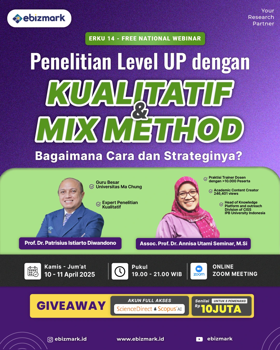 Webinar Penelitian Level Up dengan Kualitatif & Mix Method