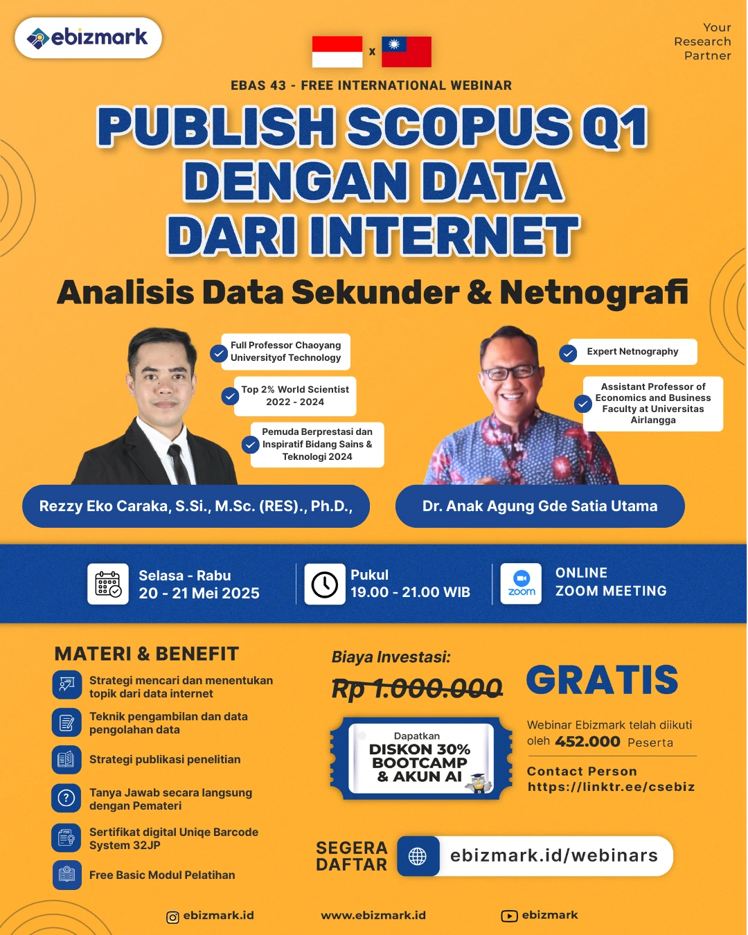 Webinar Publish Scopus Q1 dengan Data dari Internet (Analisis Data Sekunder & Netnografi)