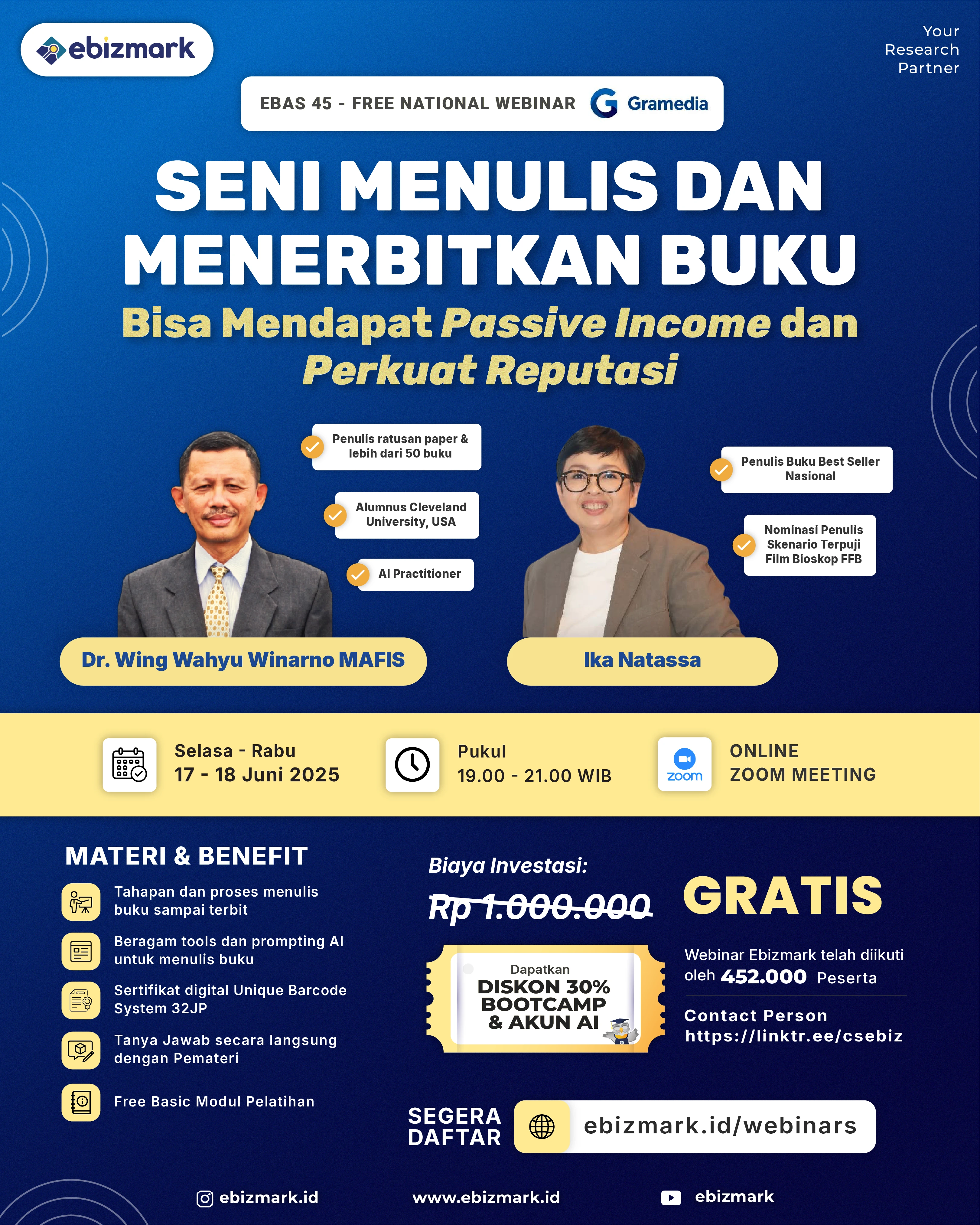 Webinar Seni Menulis dan Menerbitkan Buku (Bisa untuk Passive Income Akademisi)