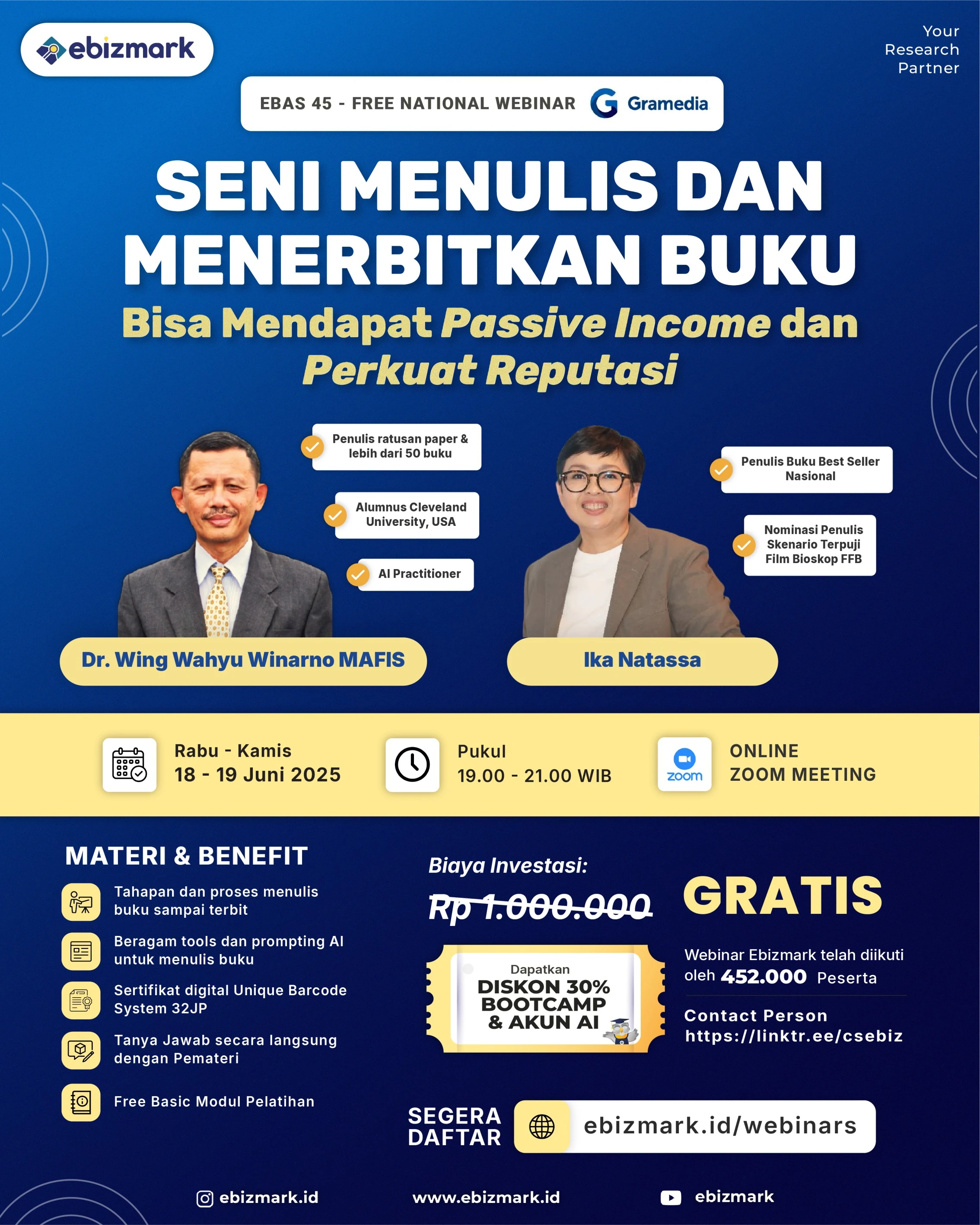 Webinar Seni Menulis dan Menerbitkan Buku (Bisa untuk Passive Income Akademisi)
