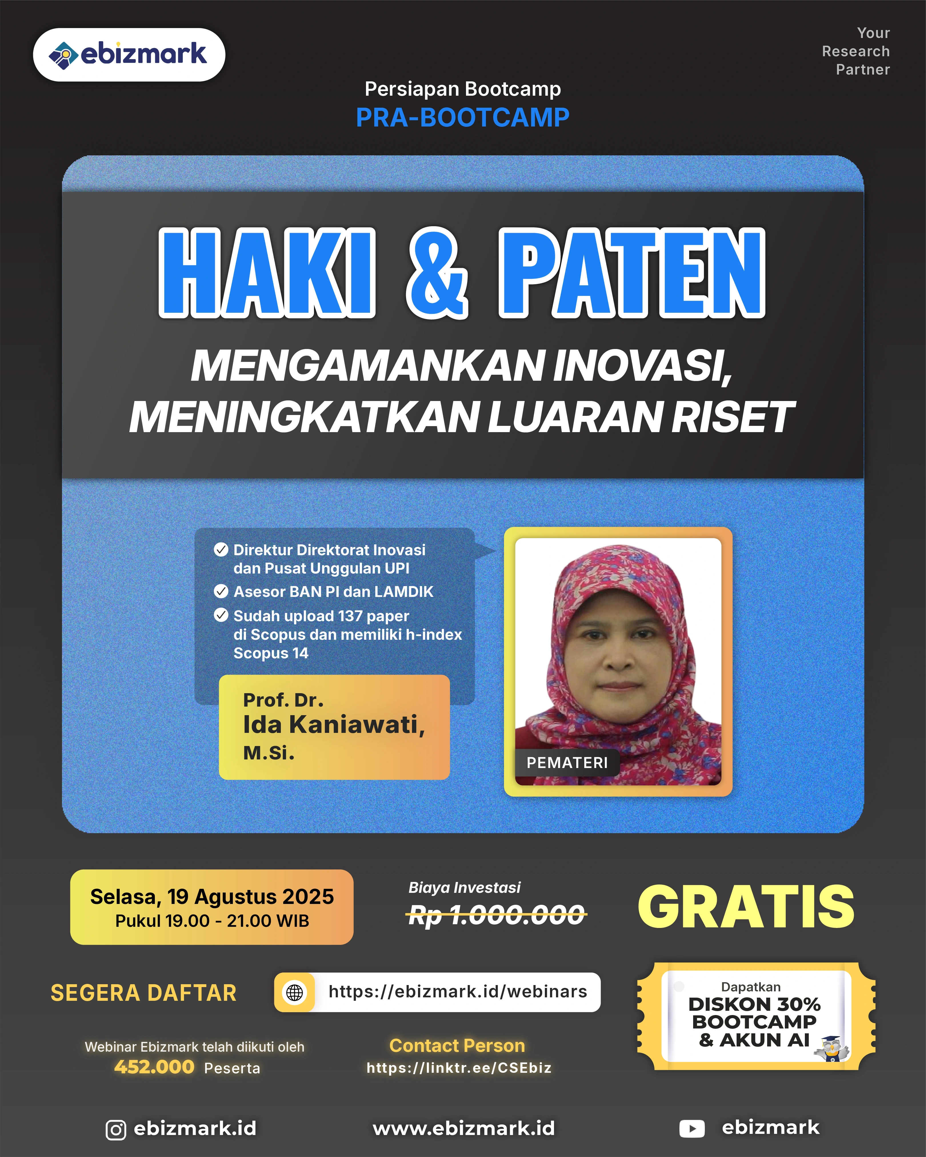 Webinar Haki & Paten: Mengamankan Inovasi, Meningkatkan Luaran Riset