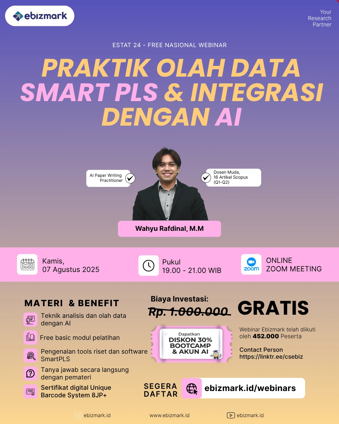 Webinar Praktik Olah Data Smart PLS dan Integrasi dengan AI