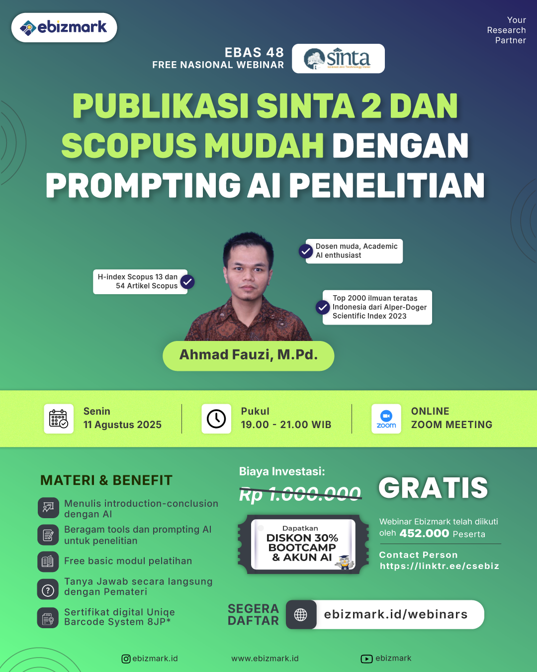Webinar Publikasi SINTA 2 dan Scopus Mudah dengan Prompting AI Penelitian