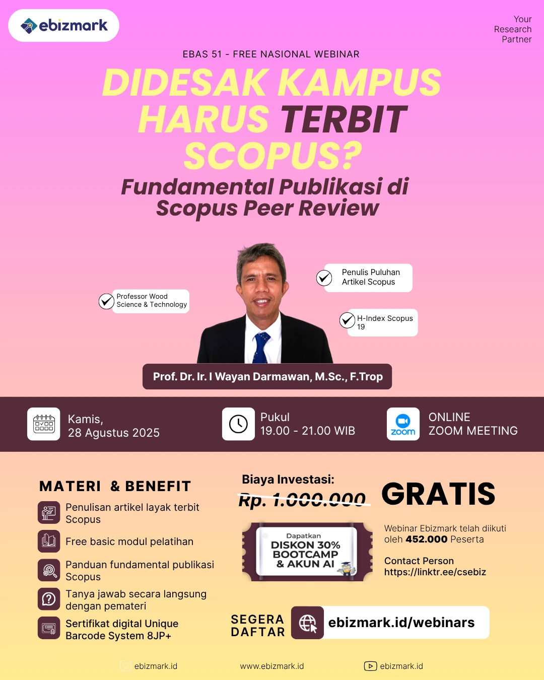 Webinar Didesak Kampus Harus Terbit Scopus? Fundamental Publikasi di Scopus Peer Review