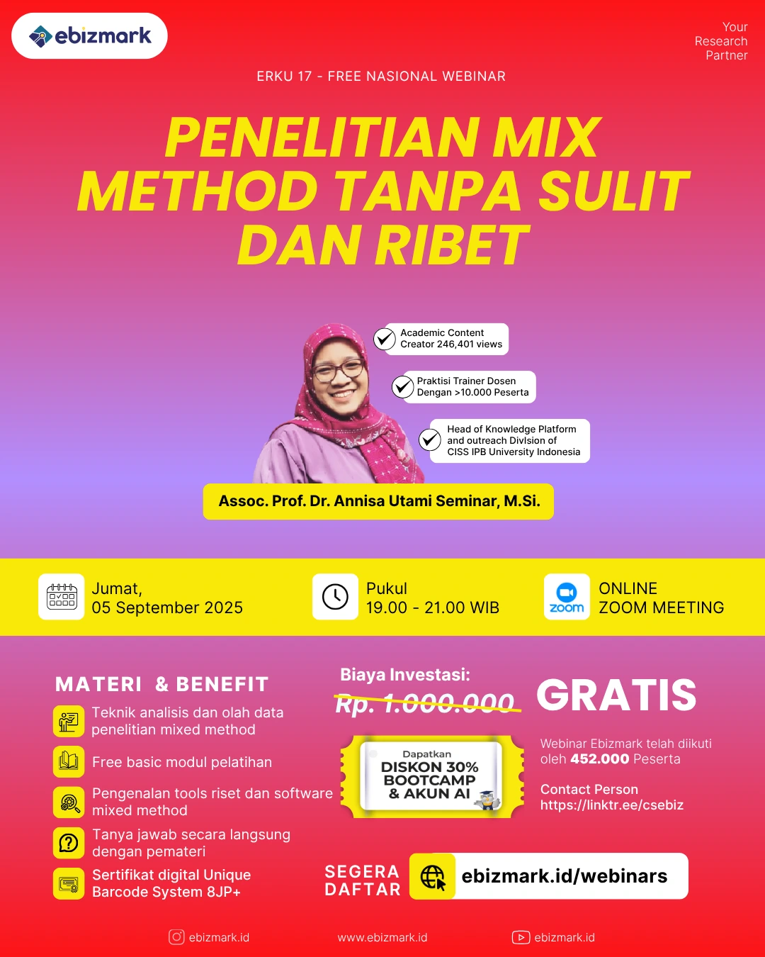 Webinar Penelitian Mix Method Tanpa Sulit dan Ribet