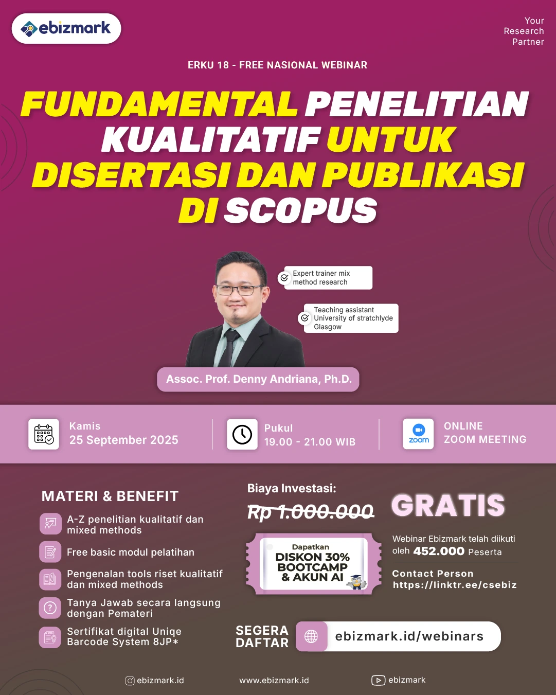 Webinar Fundamental Penelitian Kualitatif untuk Disertasi dan Publikasi di Scopus