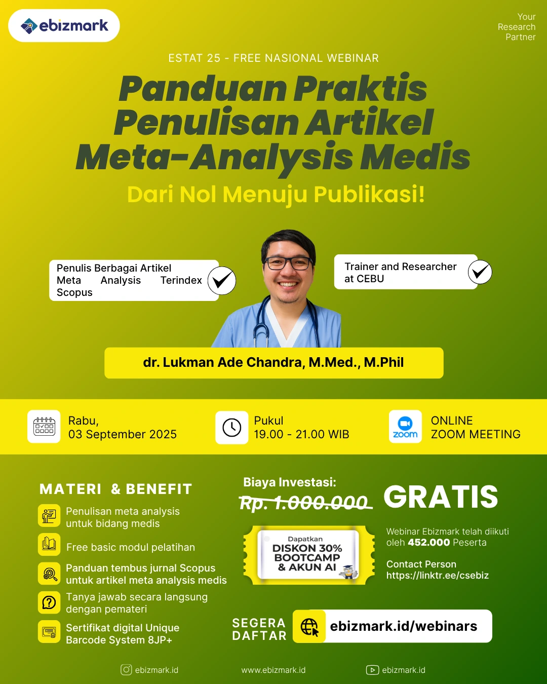 Webinar Panduan Praktis Penulisan  Artikel Meta Analysis Medis: dari Nol Menuju Publikasi!