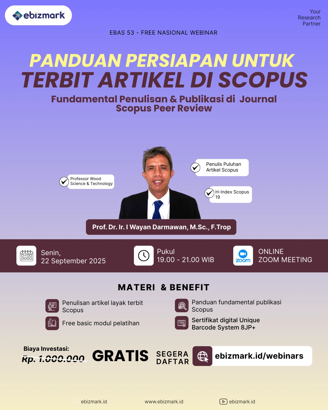Webinar Panduan Persiapan untuk Terbit Artikel di Scopus: Fundamental Penulisan & Publikasi Peer Review