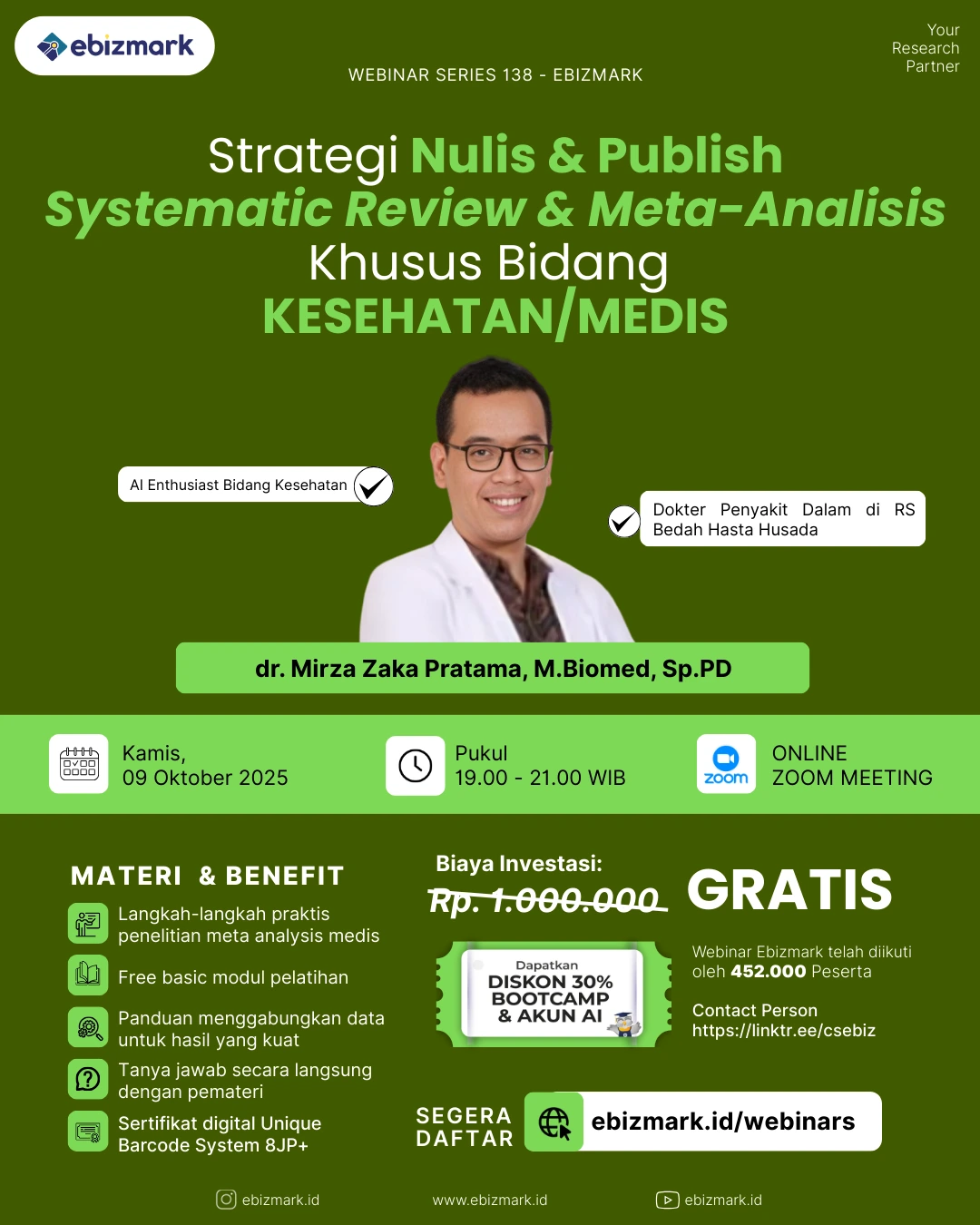 Webinar Strategi Nulis & Publish Systematic Review & Meta Analysis Khusus Bidang Kesehatan/Medis Batch 2