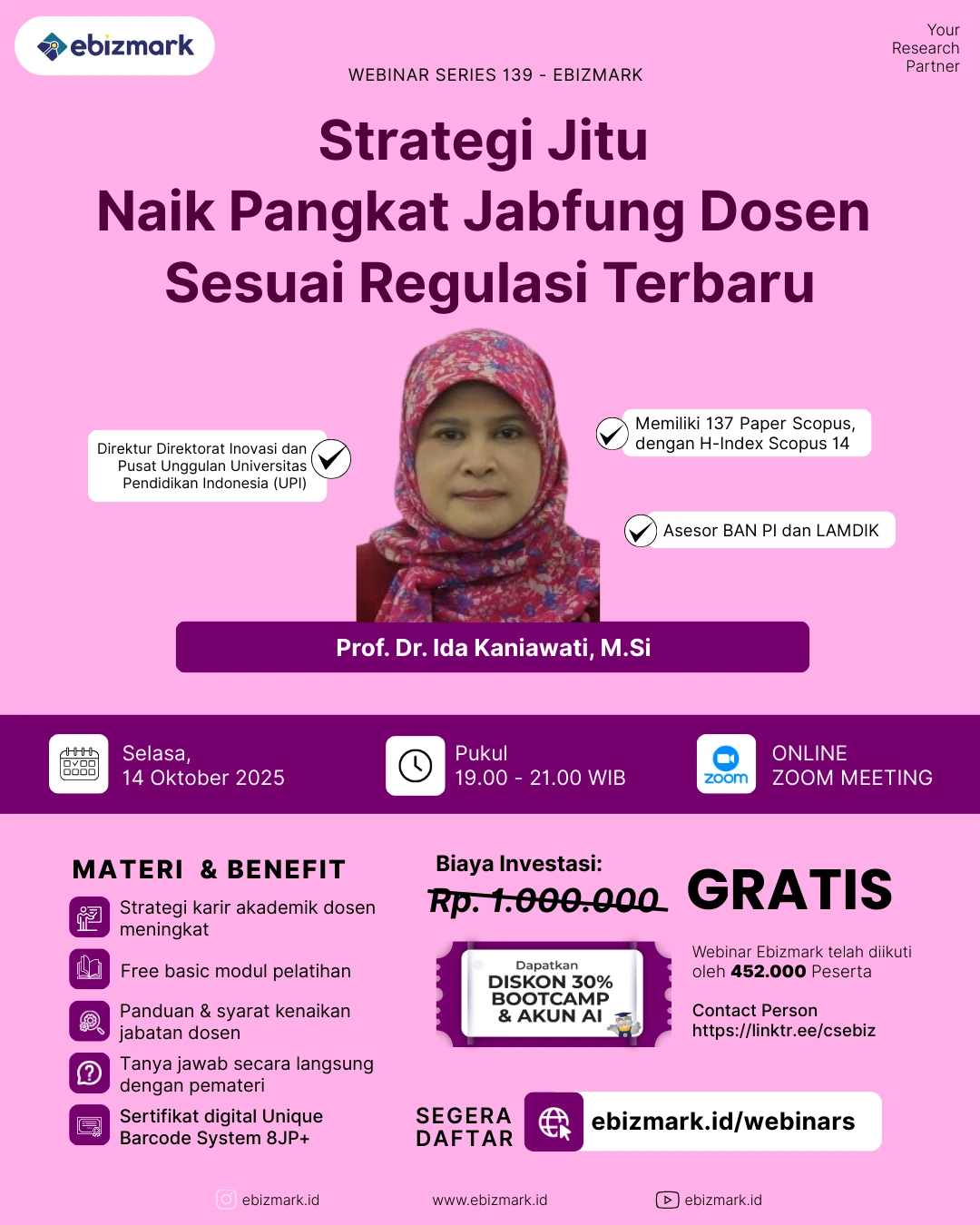 Webinar Strategi Jitu Naik Pangkat Jabfung Dosen Sesuai Regulasi Terbaru