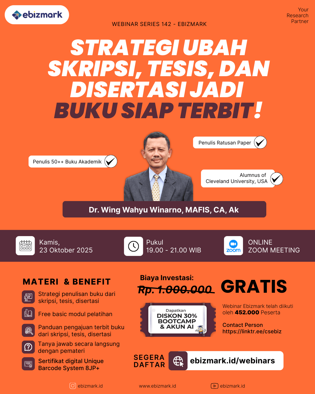 Webinar Strategi Ubah Skripsi, Tesis, dan Disertasi jadi Buku Siap Terbit!