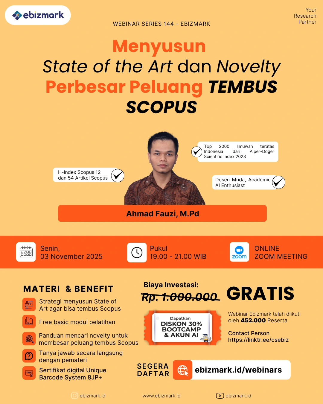 Webinar Menyusun State of the Art dan Novelty Perbesar Peluang Tembus Scopus