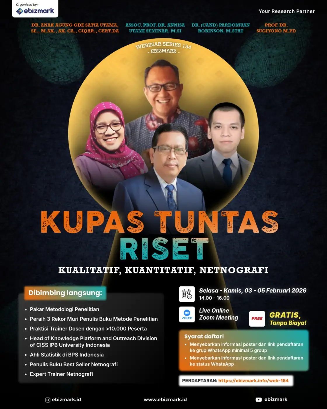 Webinar KUPAS TUNTAS RISET: Kualitatif, Kuantitatif, Netnografi