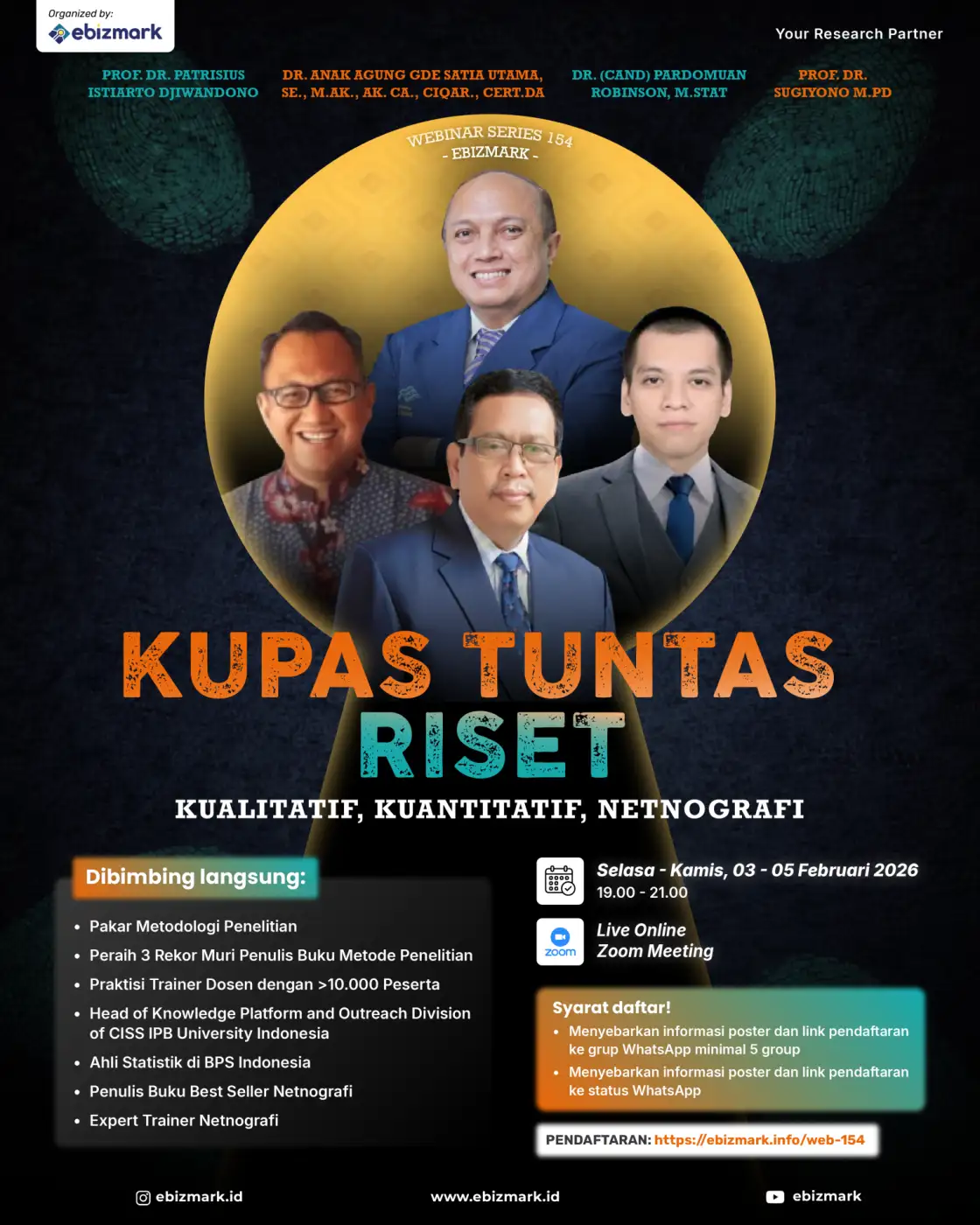 Webinar KUPAS TUNTAS RISET: Kualitatif, Kuantitatif, Netnografi