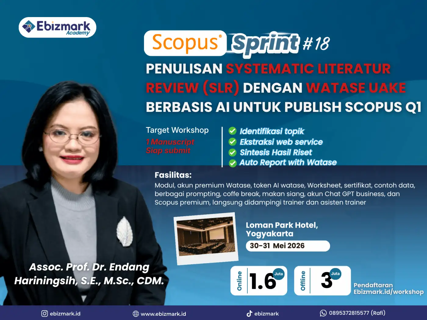 Workshop SCOPUS SPRINT 18: PENULISAN SLR DENGAN WATASE UAKE BERBASIS AI UNTUK PUBLISH SCOPUS Q1
