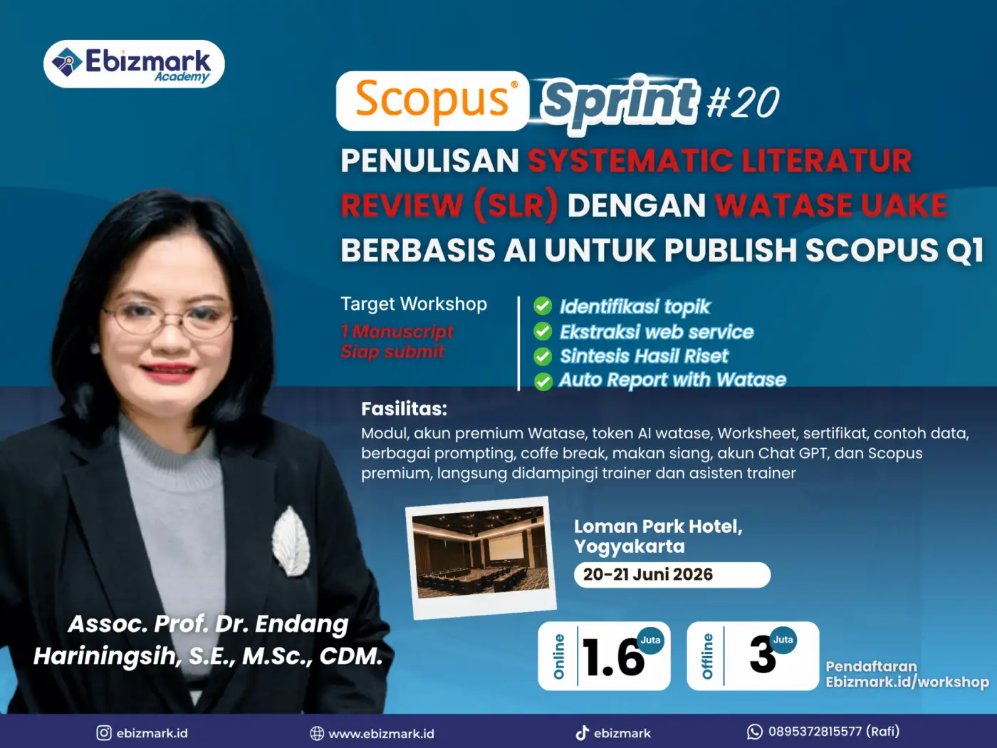 Workshop SCOPUS SPRINT 20: PENULISAN SLR DENGAN WATASE UAKE BERBASIS AI UNTUK PUBLISH SCOPUS Q1