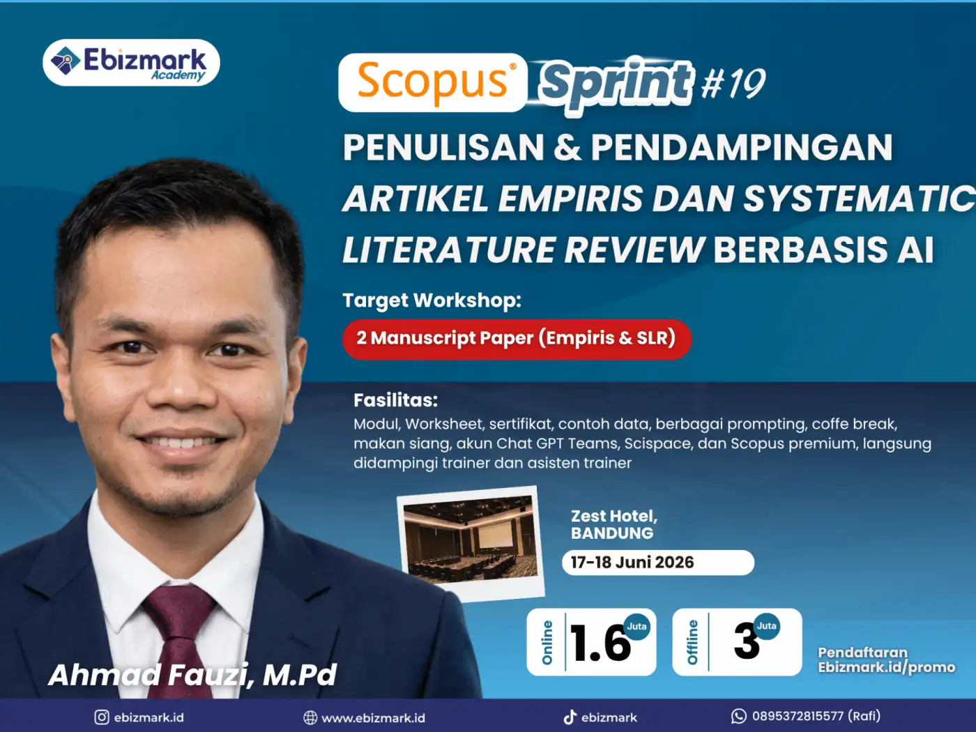 Workshop Scopus Sprint 19: PENULISAN & SUBMIT ARTIKEL EMPIRIS DAN SYSTEMATIC LITERATURE REVIEW BERBASIS AI