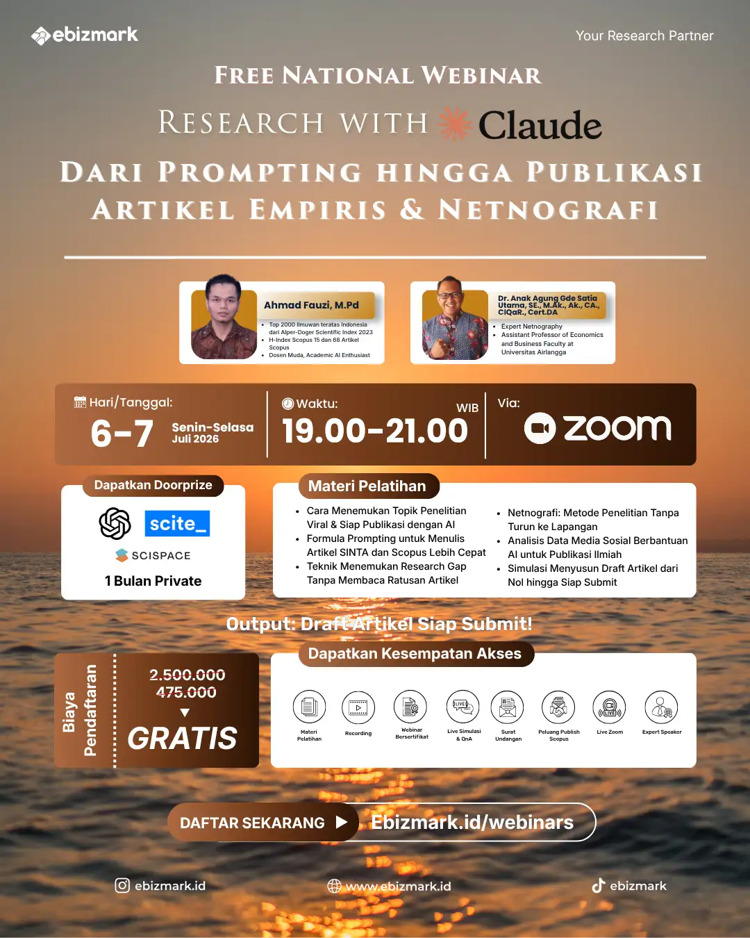 Webinar RESEARCH WITH CLAUDE : Dari Prompting hingga Publikasi Artikel Empiris & Netnografi