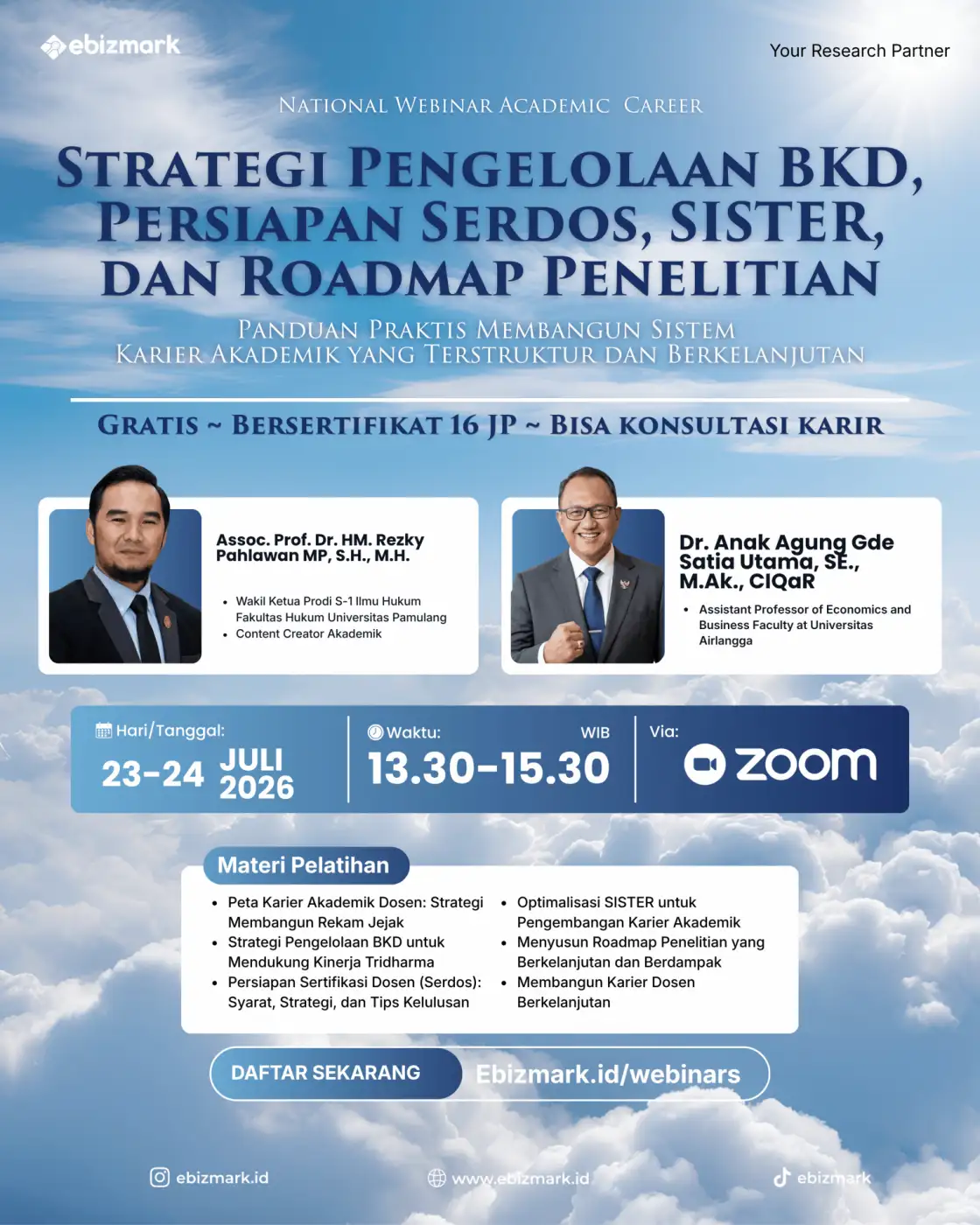 Webinar Strategi Pengelolaan BKD, Persiapan Serdos, SISTER, dan Roadmap Penelitian