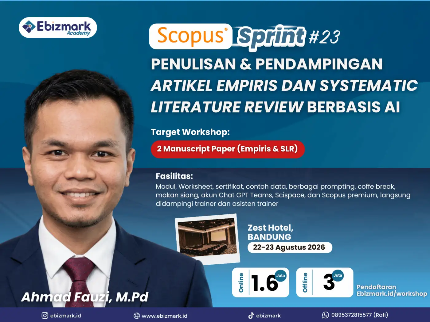 Workshop Scopus Sprint 23: PENULISAN & SUBMIT ARTIKEL EMPIRIS DAN SYSTEMATIC LITERATURE REVIEW BERBASIS AI