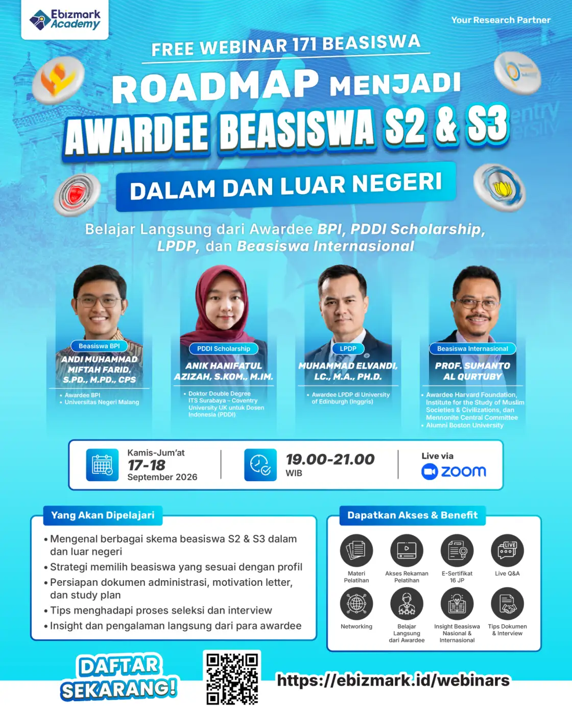 Webinar Roadmap Menjadi Awardee Beasiswa S2 & S3 Dalam dan Luar Negeri