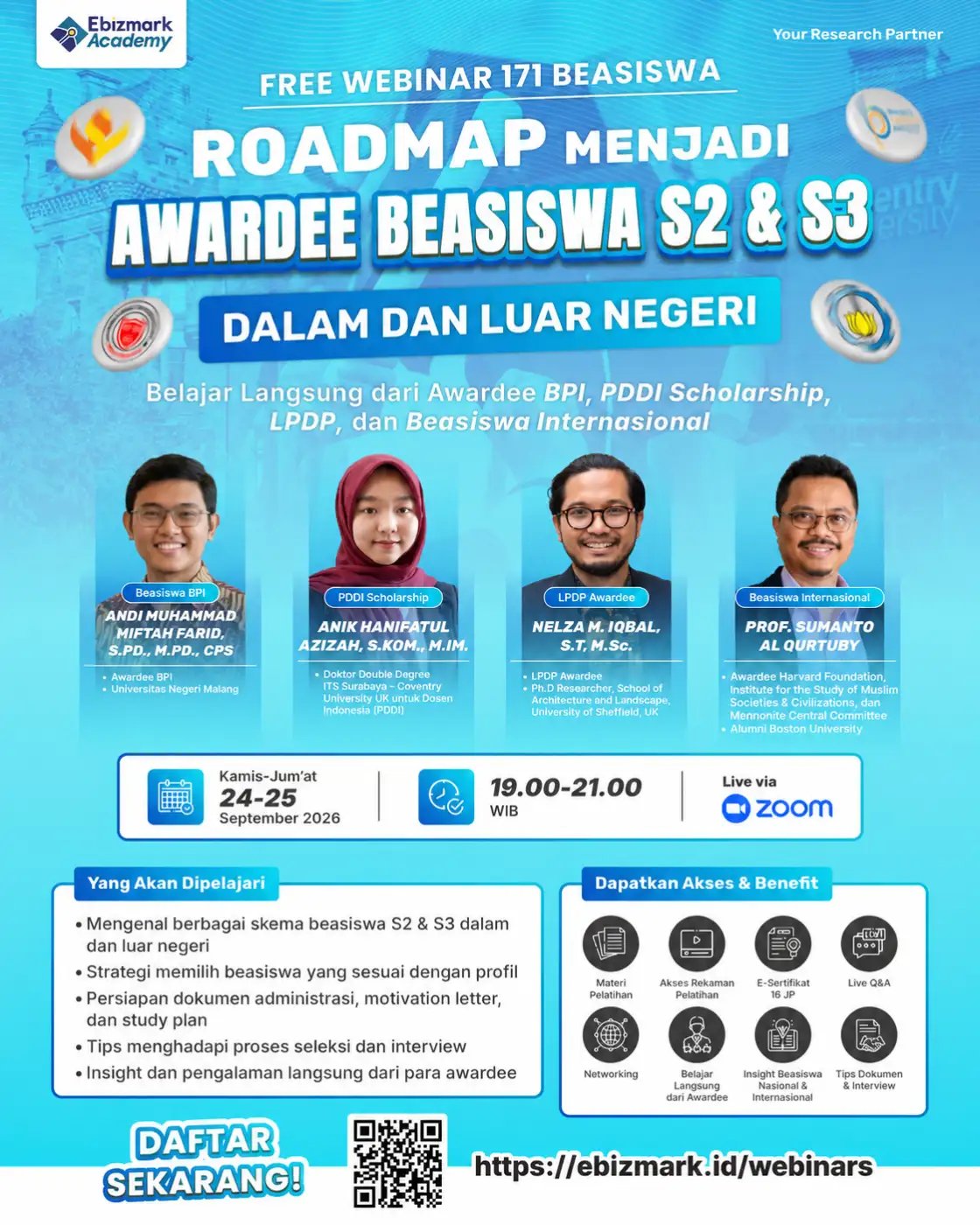 Webinar Roadmap Menjadi Awardee Beasiswa S2 & S3 Dalam dan Luar Negeri