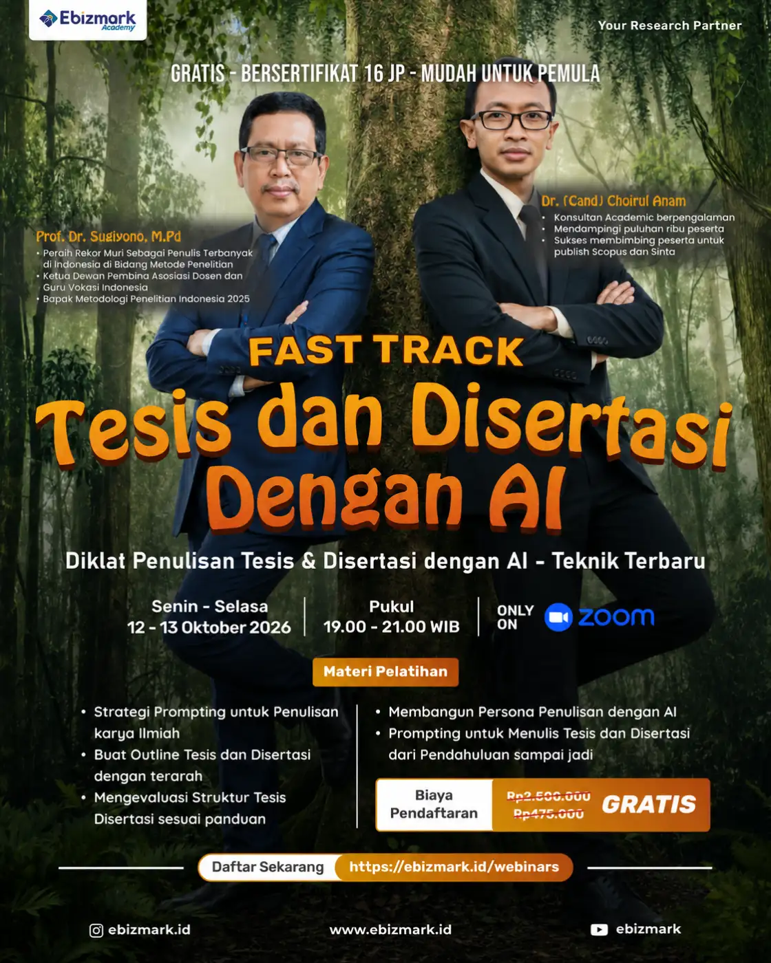 Webinar FAST TRACK TESIS DAN DISERTASI DENGAN AI