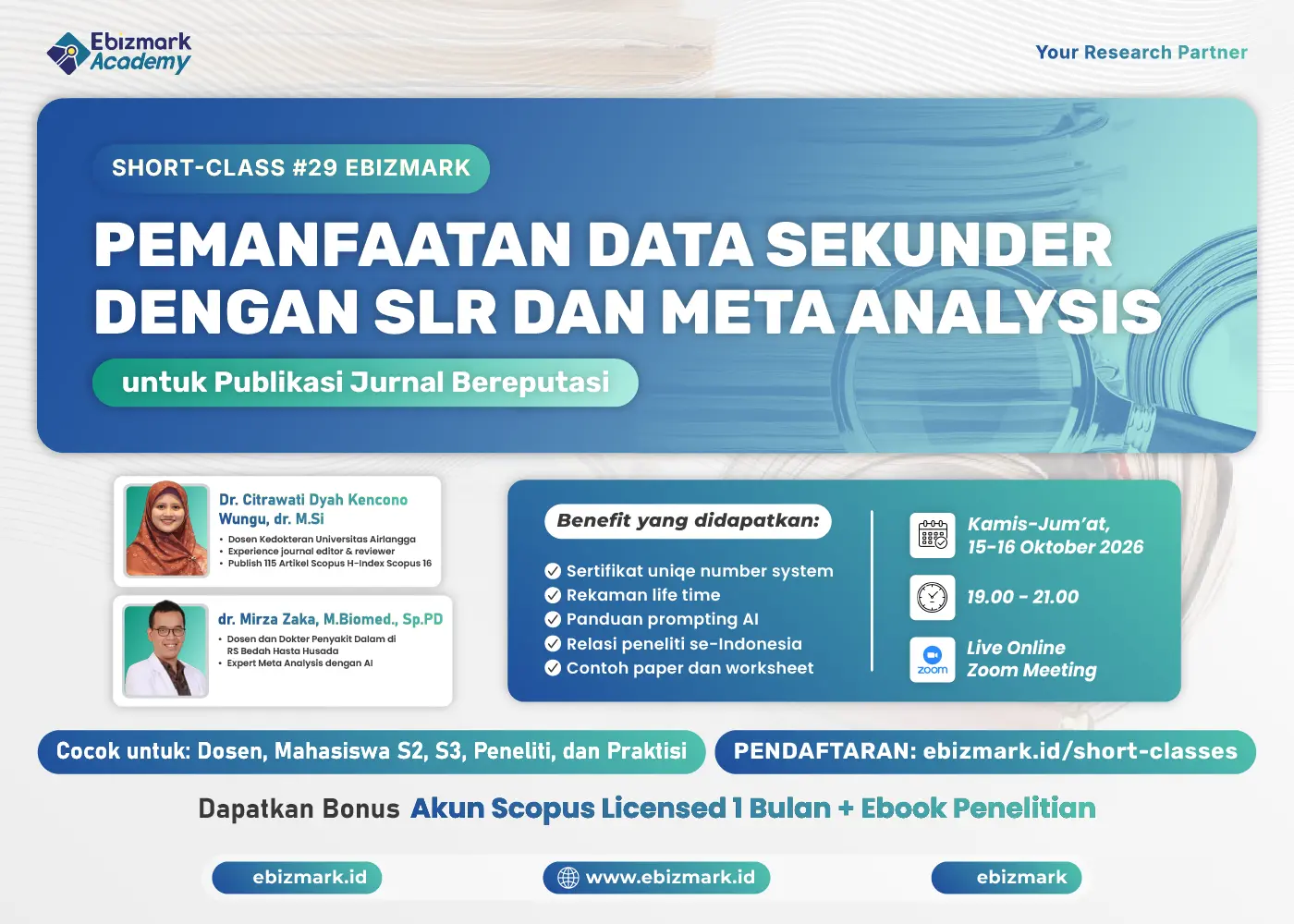 Short-class Pemanfaatan Data Sekunder dengan SLR dan Meta Analysis