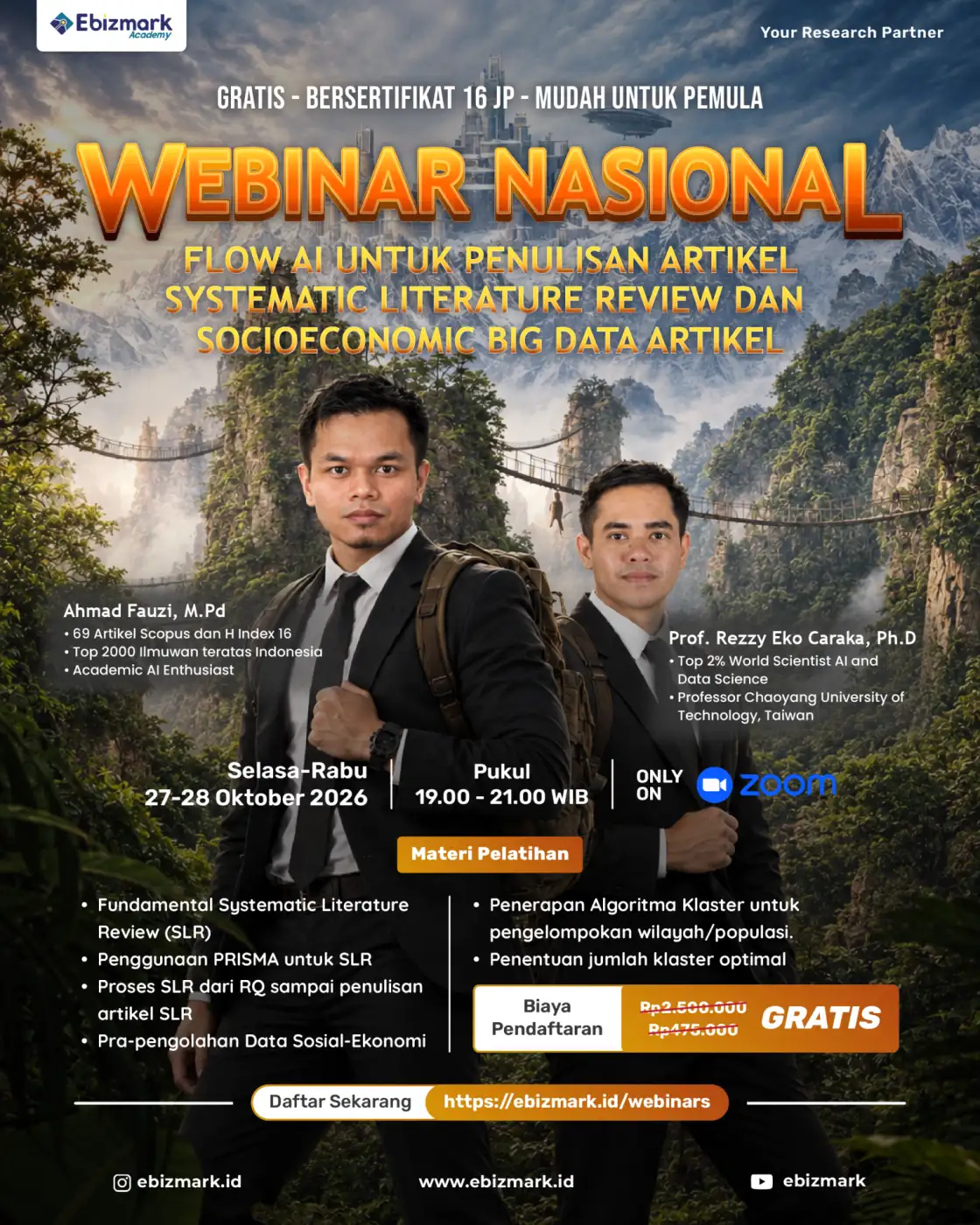 Webinar Flow AI untuk Penulisan Artikel Systematic Literature Review dan Socioeconomic Big Data Artikel