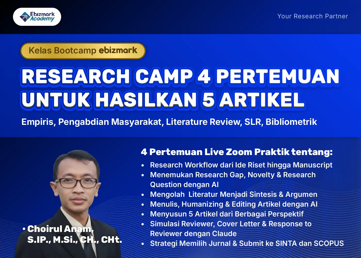 Bootcamp RESEARCH CAMP: 4 PERTEMUAN UNTUK HASILKAN 5 ARTIKEL