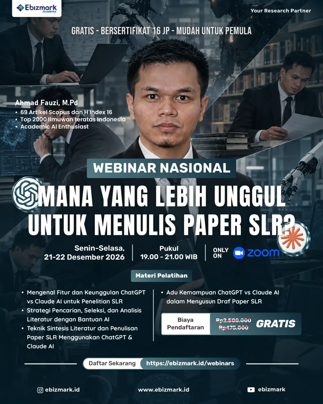 Webinar Mana yang Lebih Unggul untuk Menulis SLR Paper? (Chat GPT atau Claude AI)