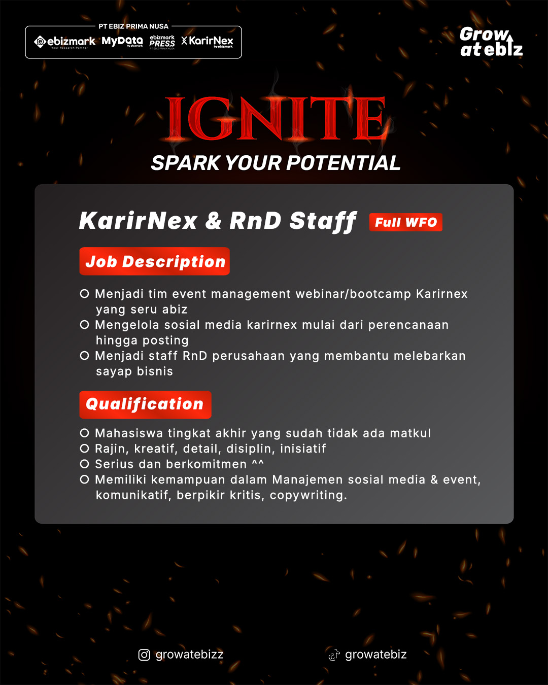 Poster Staff KarirNex & RnD 